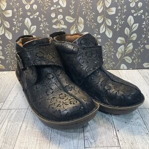 Alegria Caiti‎ Booties Womens Size 36 (US 5.5) Rose Embossed Bronze Leather